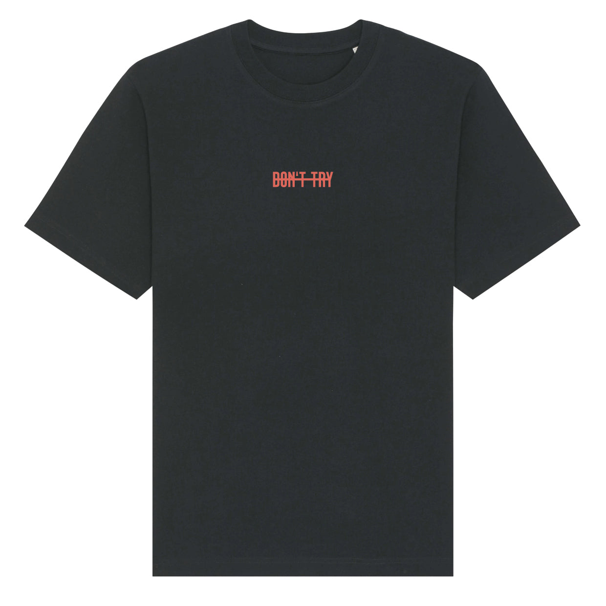 T-Shirt 'Don't Try' Black (Discharge / Orange) | Oversized fit